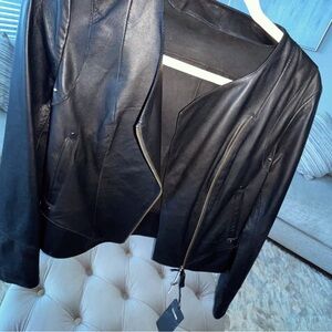 Elegant Black Leather Jacket for Women